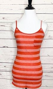 Wet Seal  Red Striped Tank Top Chest Pocket Medium