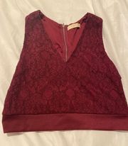 Elodie Maroon Lace Crop Top