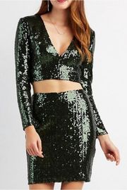 Sequin Two Piece Set Green 