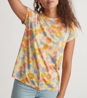 Marine Layer Swing Crew Tee in Yellow Vintage Floral size XS