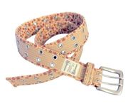 Floral Print Belt grommets silver hardware