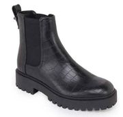 Kenneth Cole Reaction Salt Lug Patent Pull On Chelsea Boots in Black Croc 9 NWOB