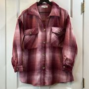 No comment NY LA Pink Flannel Shacket - Size XL (Oversized)