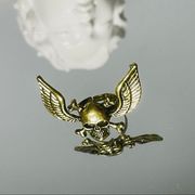 Gold Vintage Skeleton Head With Wings Ring