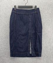 WHBM Women's Blue Denim Skirt Midi Pencil Dark Wash Size 4 Petite