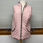 M // Charter Club NWT Pink Stand Up Collar Zip Up Quilted Vest