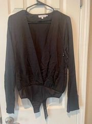 NWOT Good American Black Cross Front Size 2 Bodysuit, $39, B69