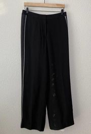 St. John 100% Silk Wide Leg Black Trouser Pants