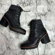 Naturalizer Callie boots Zip Up Sides High Heel Lace up black size 8 block heel
