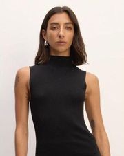 Everlane The Cotton Mockneck Tank Top XS Black Sleeveless Cotton Pullover