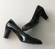 TARYN ROSE Made in Italy Black Patent Leather 2.5" Heels Pumps Size 38.5…