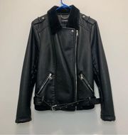 Express Black Faux Leather Moto Jacket Size Large