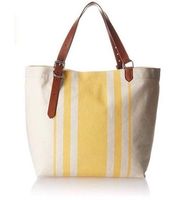 Cole Haan Canvas Yellow Striped Tote Bag in Natural Suns