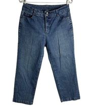 Charter Club Classic Fit Capri Jeans 10 Blue Mid Rise Button Zip 5 Pocket