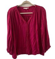 Fun 2 Fun Stitch Fix Womens Size XL Pink V Neck Long Sleeve Blouse