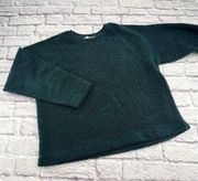 Loft Soft Fleece Crewneck Sweater Women's Large Teal Green Long Sleeve