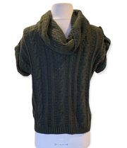 Sweater Our Time Dark Green Acrylic Cable Knit Womens Large Cowl Neck