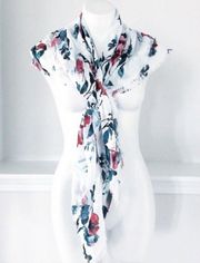 J.Jill Square Floral Scarf White Multi, One Size New with Tag