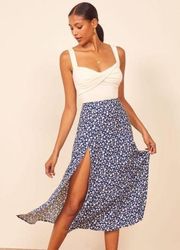 Reformation Zoe skirt in blue floral