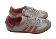 Adidas Samba OG White/Pink Leather Low-Top Sneakers Women's Lace-Up Casual Shoes