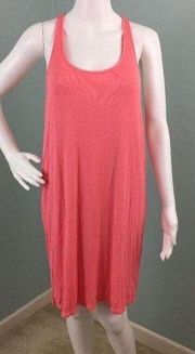 NWT Women's Splendid Bright Coral Pink Twist Back Tank Dress Sz M Medium