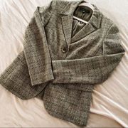 Lafayette 148 New York Metallic Plaid Cotton Blend Boucle Blazer in Brown