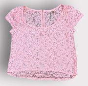 Eyeshadow Vintage Y2K Women's Floral Lace Short Sleeve Blouse | Medium