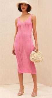 Cult Gaia Elsha Knit Coverup Dress in Shell Pink Size Medium Sleeveless NWT Midi