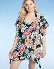 NWT Target Ladies'  Multicolor Floral Swim Cover Up Size Medium