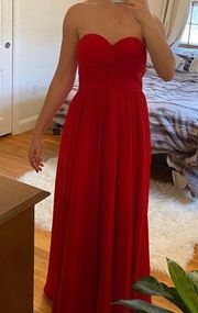 Red Strapless Prom Dress