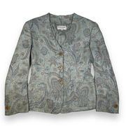 Giorgio Armani Flax Linen Floral Tapestry Blazer Jacket Womens 42/8