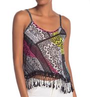 Ocean Drive Tank Medium Bohemian Flowy Tribal Sheer Open Back Top Summer Womens