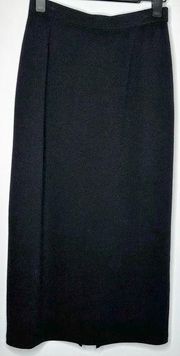 St. John Black Santana Knit Midi Pencil Skirt