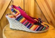 Rocket Dog  Heels Womens 9 M Wedge Slingback Espadrille C295 Rainbow Fabric