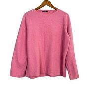 Trf Oversized Long Sleeve Ribbed Knit Sweater Raw Hem Round Neck M Pink