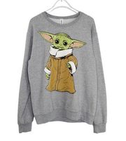 Star Wars Baby Yoda Mandalorian Gray Crewneck Sweatshirt