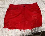 Red Denim Skirt