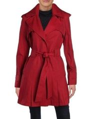 Via Spiga Red Tie Waist Trench Coat Size Small