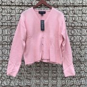 Linda Allard Ellen Tracey pink cashmere cardigan sweater