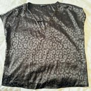 Top Black On Black Silky Leopard Print Sz. XL