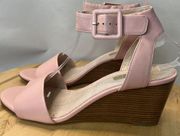 Louise et Cie Punya Wedge Sandal Pink Leather Open Toe Slingback Women's 8M