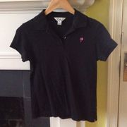"Shrunken" Polo Shirt Short Sleeves Black Y2K - Sz Small