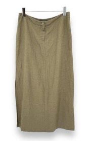 New York & Company linen blend olive green midi side slit pencil skirt