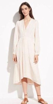 | TWIST DRAPE DRESS LONG SLEEVES MIDI IN OAT BLUSH IN SIZE 8