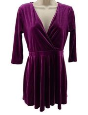 Silence + Noise Blue Velvet Carnation Surplice Romper Magenta Womens Medium