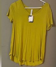 Women’s V-Neck Tee Bright Yellow Green Small