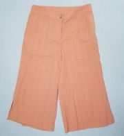 Magellan Shorts Women Large Orange Linen High Waist Wide Leg Pockets