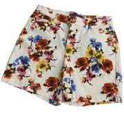 GLORIA VANDERBILT Amanda Shorts NEW White Denim Floral Size 12 High-Waisted