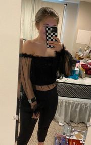 Off The Shoulder Black Sheer Top 