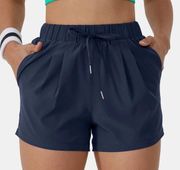 Halara | High Waisted Drawstring Ruched Side Pocket Casual Shorts Navy 3"